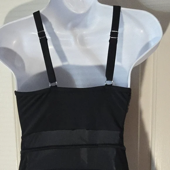 Holipick One Piece Swimsuit Bathing Suit Black Mesh Cutouts High Neck See Throug - Picture 5 of 16